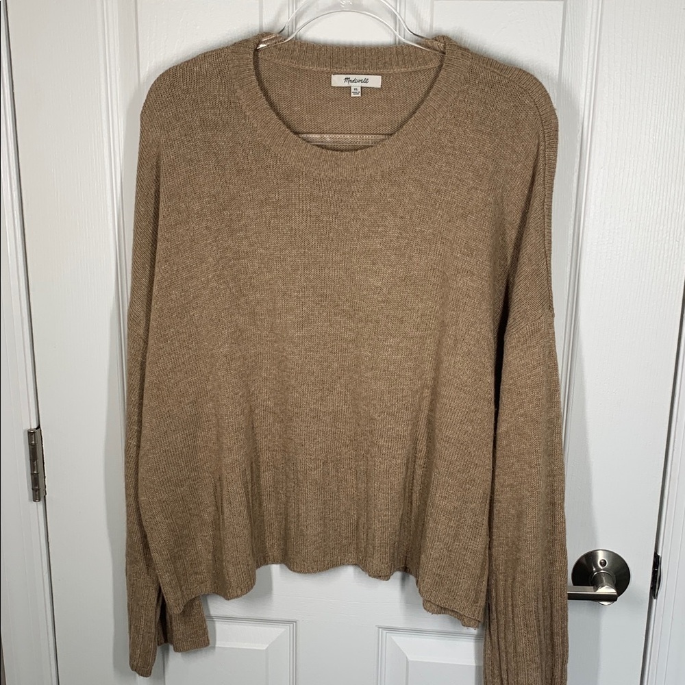 Madewell tan ribbed cropped sweater size XL